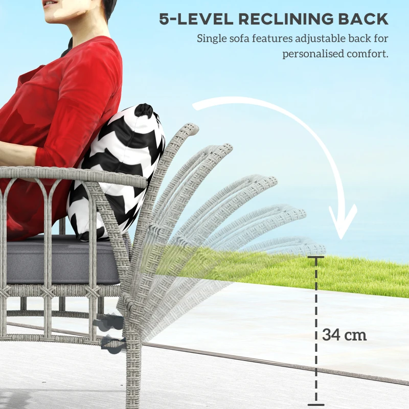 Best Four-Piece Rattan Cut-Out Sofa Set - Grey - Image 5