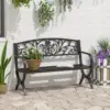 Best 127L x 60W x 85H cm Powder Coated Garden Bench for Patio Backyard, Steel-Black - Image 2
