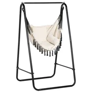 Best Hammock Chair with Stand, Hammock Swing Chair with Cushion, Cream White