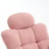 Upholstered Tufted Teddy Fabric Rocking Chair with Headrest and Backrest, Wooden Frame, Painted Metal Base, 102L x 70W x 105H cm, Pink - Image 6