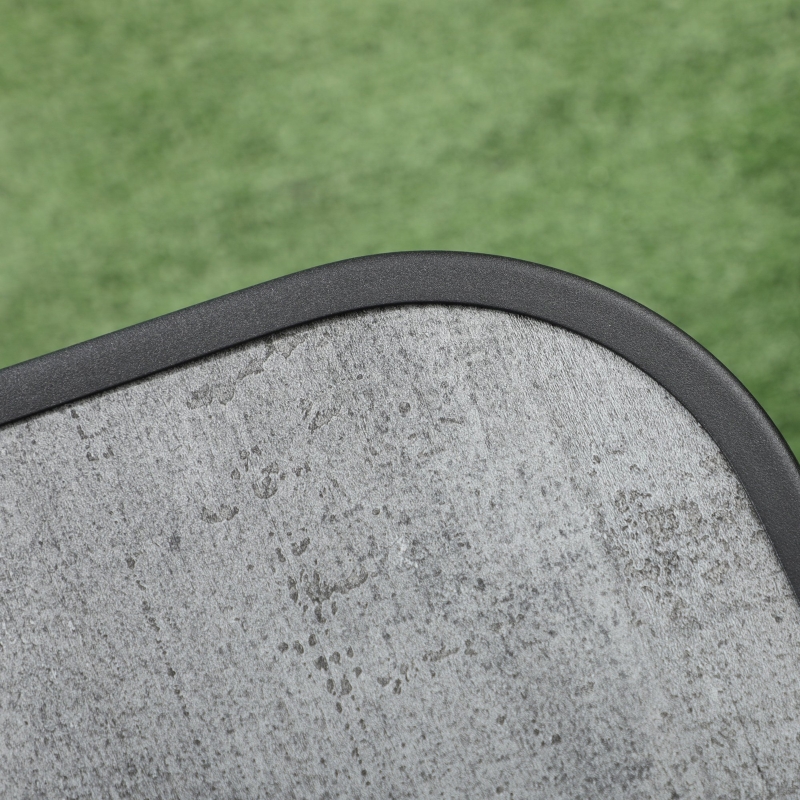 Best 3 Pieces Outdoor Bistro Set, Patio Stackable Armchairs with Breathable Mesh Fabric and SPC Board Coffee Table, Black - Image 9