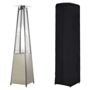 Best Stainless Steel Outdoor Garden Pyramid Patio Heater with Wheels and Rain Cover - Silver