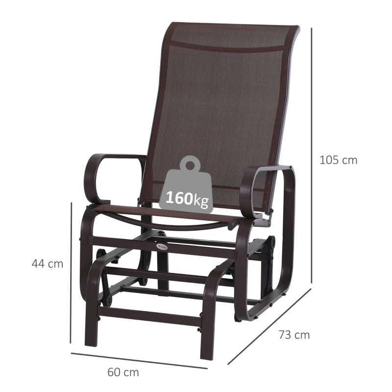 Best Outdoor Gliding Rocking Chair with Sturdy Metal Frame Garden Comfortable Swing Chair, Brown - Image 3