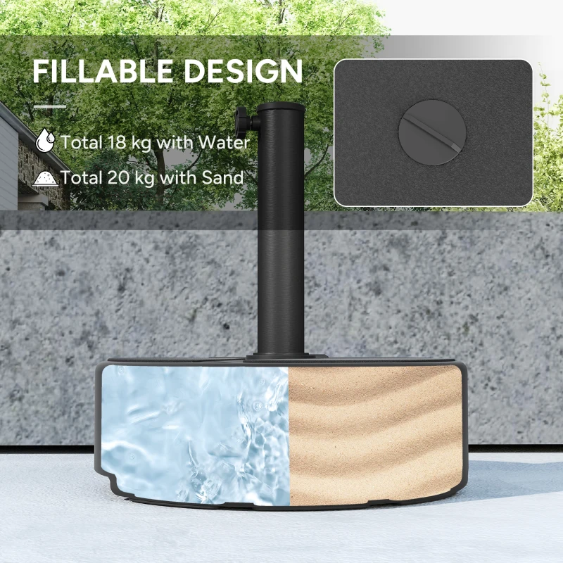 Best Round Garden Parasol Base, Garden Umbrella Stand Heavy Duty Parasol Base, Filled Up to 20kg with Stand or 18kg with Water for 38, 48 mm Poles, Black - Image 4