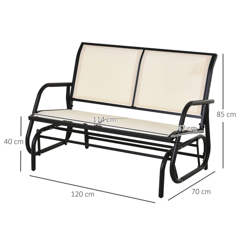 Best 2-Person Outdoor Glider Bench Patio Double Swing Gliding Chair Loveseat w/Power Coated Steel Frame for Garden Patio Porch, Cream - Image 3