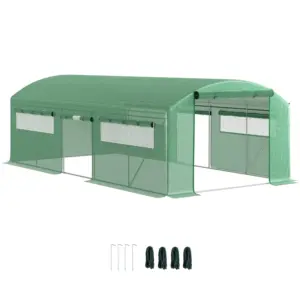 Best 19 x 9.8ft Walk-In Polytunnel Greenhouse - Green