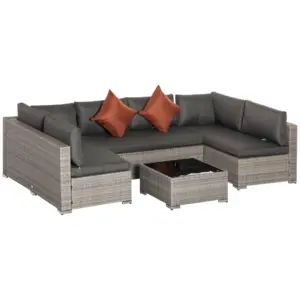 Best Four-Piece Half-Square Rattan Sofa Set - Mixed Grey