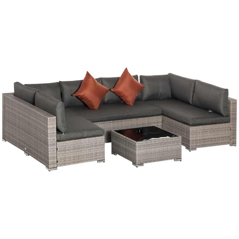 Best Four-Piece Half-Square Rattan Sofa Set - Mixed Grey