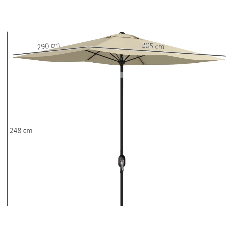 Best 2 x 3(m) Garden Parasol Umbrella, Rectangular Outdoor Market Umbrella Sun Shade with Crank & Push Button Tilt, 6 Ribs, Aluminium Pole, Cream White - Image 3