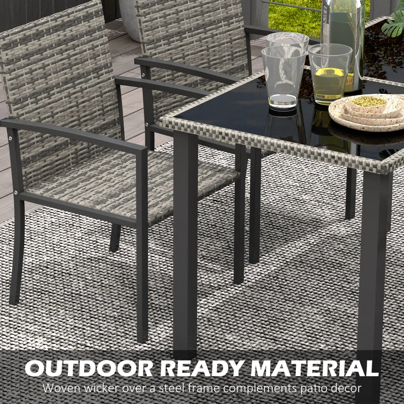 Best Outdoor Dining Set 5 Pieces Patio Conservatory with Tempered Glass Tabletop,4 Dining Chairs - Mixed Grey - Image 6