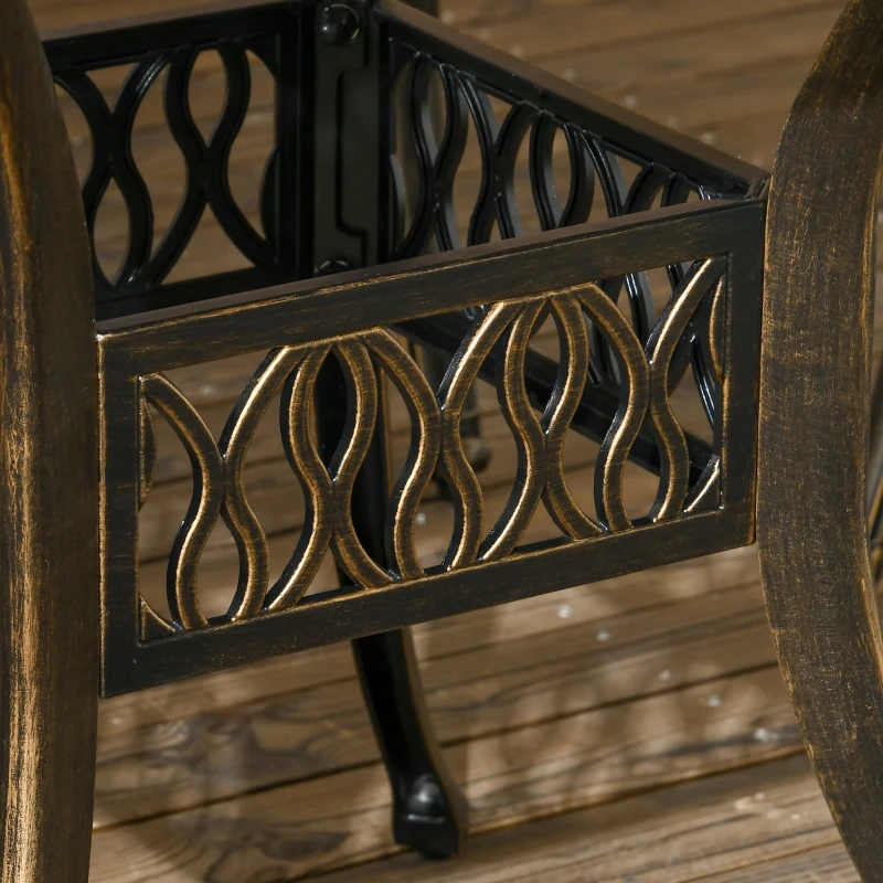 Best 5-Piece Outdoor Furniture Dining Set, Cast Aluminum Conversation Set Includes 4 Chairs and Φ90cm Round Table with Φ50mm Umbrella Hole for Patio Garden Deck, Flower Design - Image 8