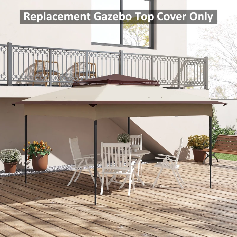 Best Pop up Gazebo Cover, 2-Tier Gazebo Roof Replacement for 3.25m x 3.25m Frame, 30+ UV Protection, Beige - Image 2