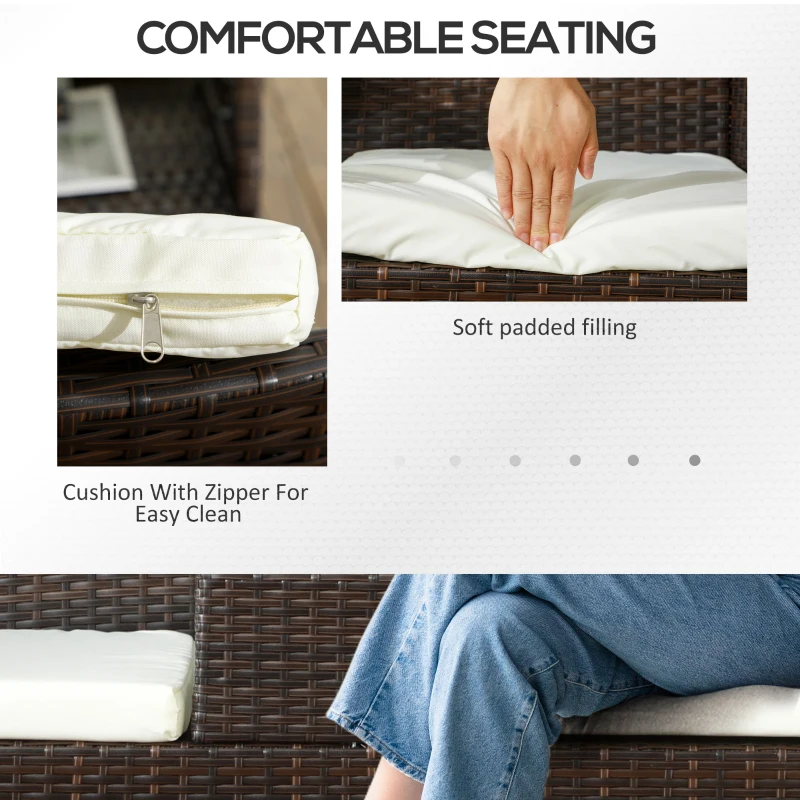 Best Two-Seat Rattan Chair, with Middle Table - Brown - Image 5