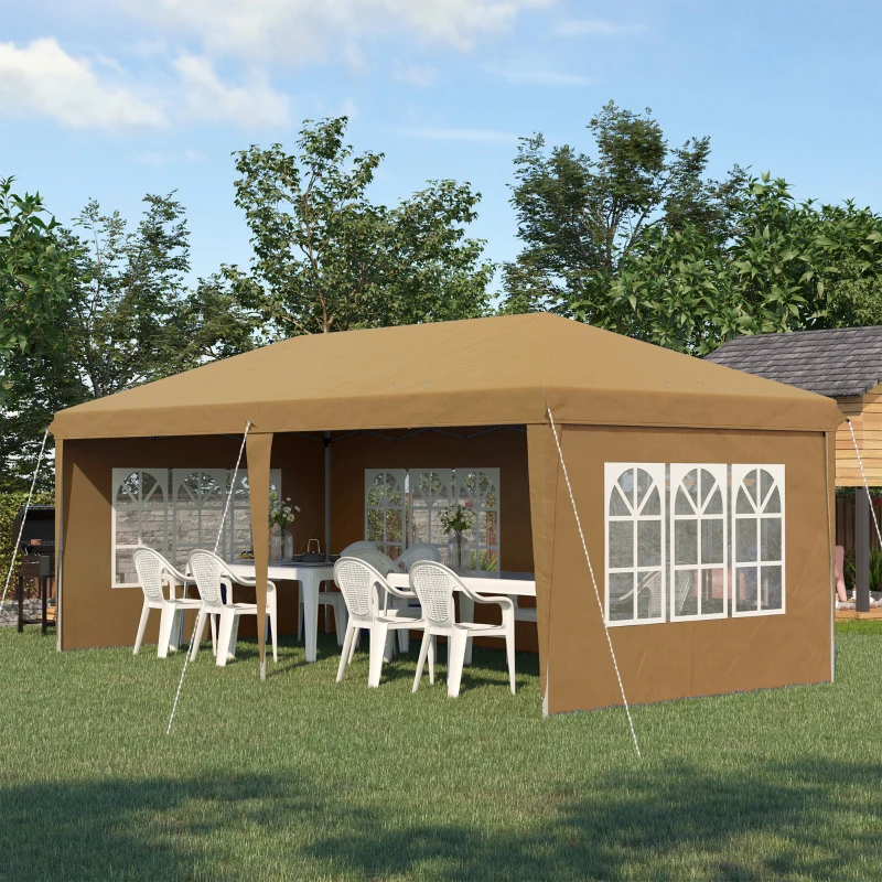 Best 3 x 6m Pop-Up Gazebo, with Removable Walls - Khaki - Image 2