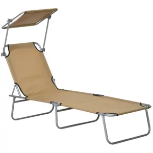 Best Sun Lounger, with Adjustable Face Canopy - Brown
