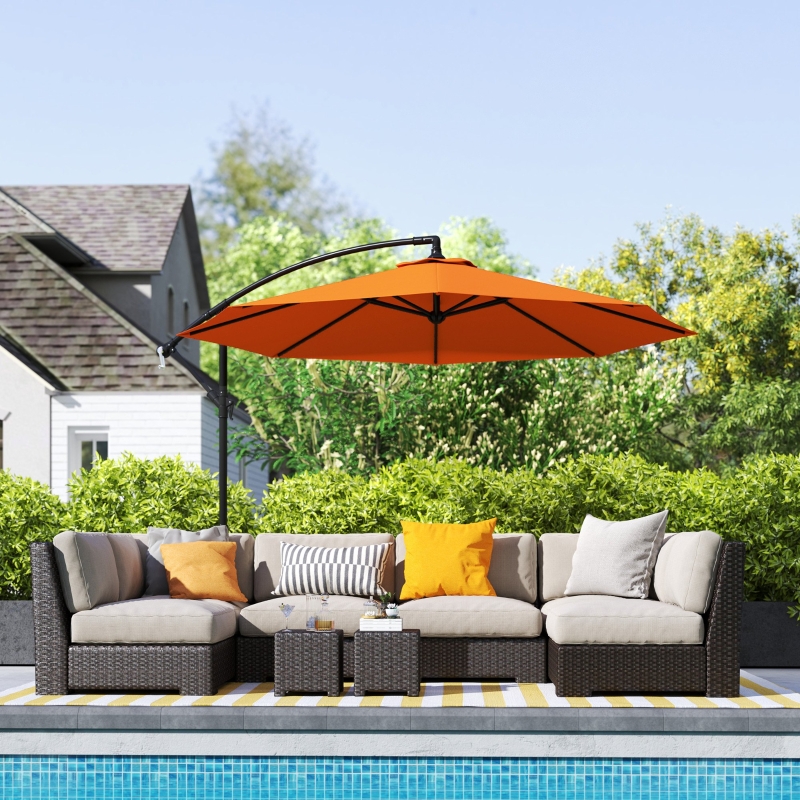 Best 3(m) Overhanging Parasol, with Base - Orange - Image 10