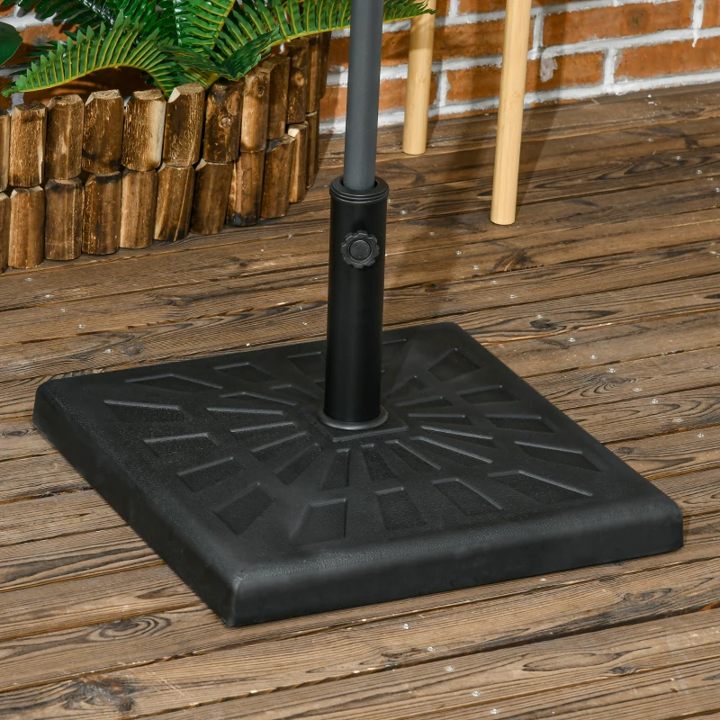 Best 19kg Resin Garden Parasol Base Holder, Square Outdoor Market Umbrella Stand Weight for Poles of Φ32mm, Φ38mm, and Φ48mm, Black - Image 2