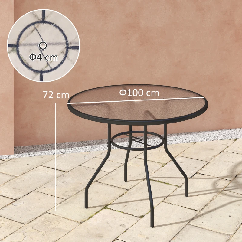 Best Glass-Top Garden Table, with Parasol Hole - Black - Image 3