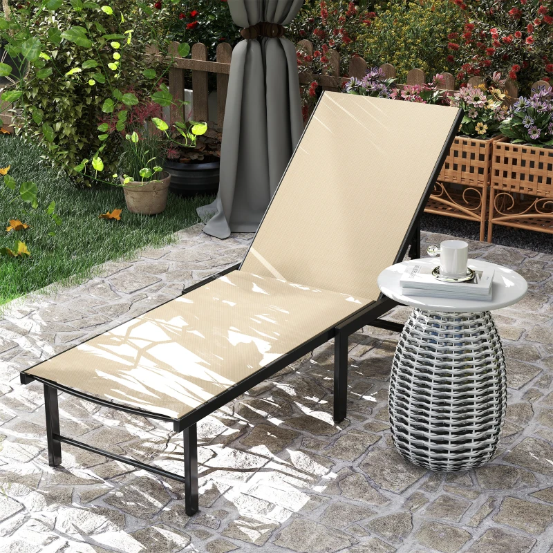 Best Reclining Sun Lounger - Khaki - Image 8