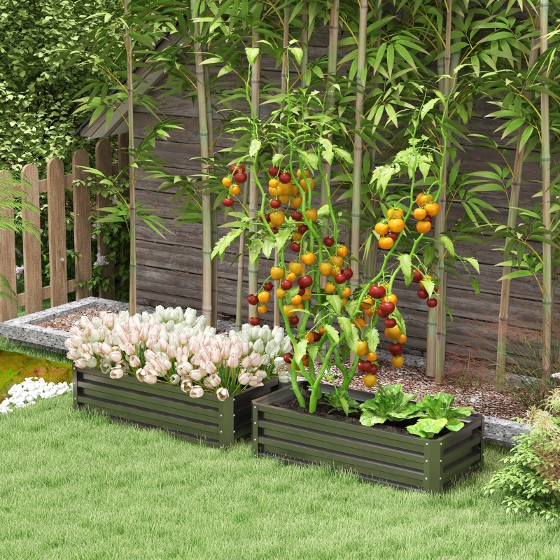 Best Steel Raised Beds for Garden, Outdoor Planter Box, Set of 2, for Flowers, Herbs and Vegetables, Dark Grey - Image 10