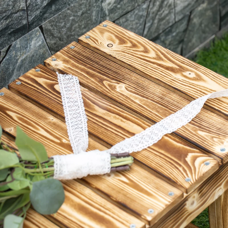 Best 5 Pieces 2-seater Outdoor Indoor Wooden Garden Bench Fir Patio Loveseat, 110L x 38W x 35Hcm, Carbonised - Image 7