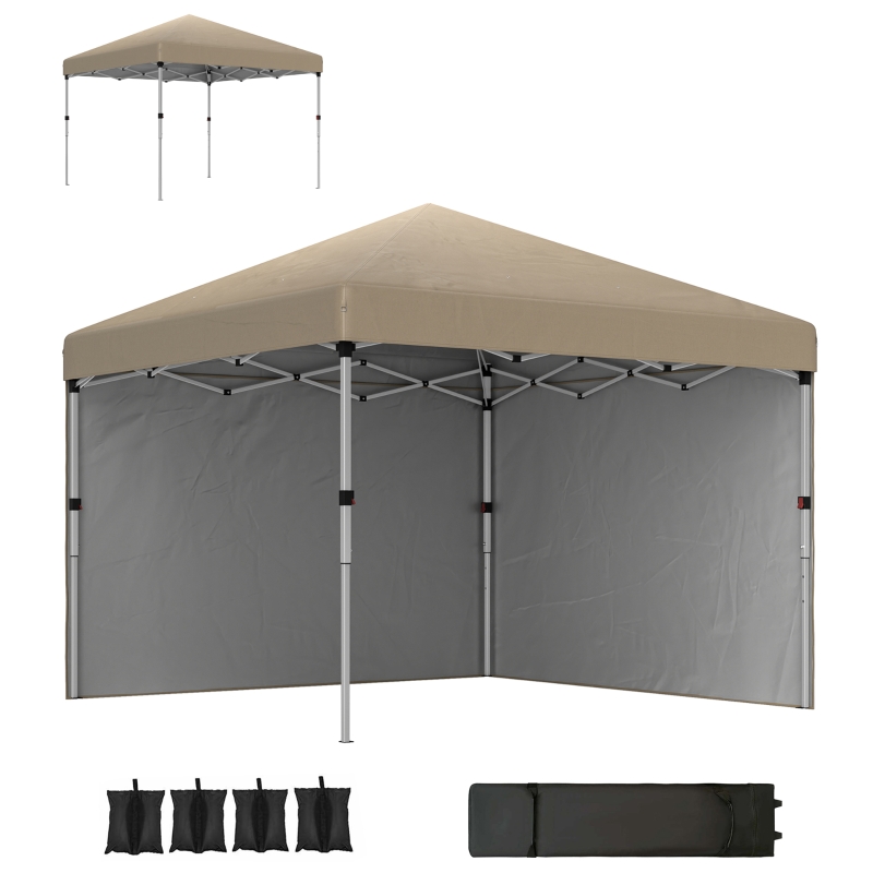 Best 3 x 3 (M) Pop Up Gazebo, UPF 30+ with 2 Sidewalls, Leg Weight Bags and Wheeled Bag, Height Adjustable Party Tent Event Shelter for Garden, Patio, Khaki - Image 11