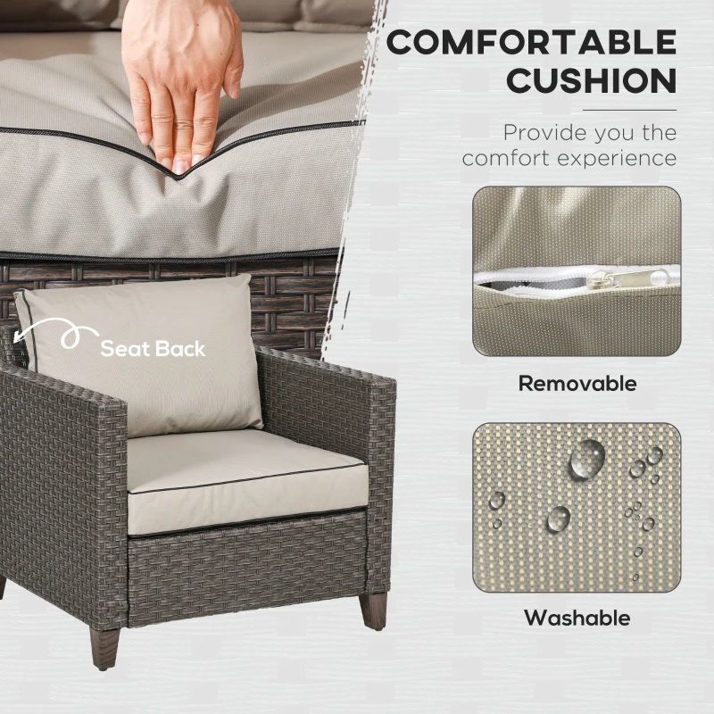 Best 5-Piece Rattan Patio Furniture Set with Gas Fire Pit Table, Loveseat Sofa, Armchairs, Cushions, Pillows, Dark Brown - Image 7