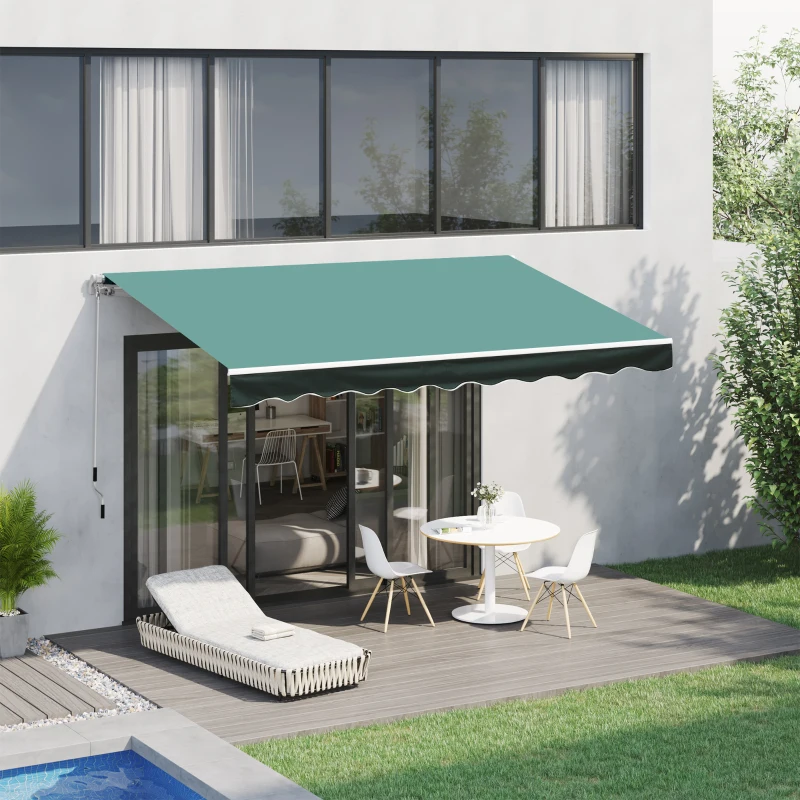 Best 3x2.5 m Sun Shade Canopy Garden Patio Manual Retractable Awning Canopy-Dark Green - Image 2
