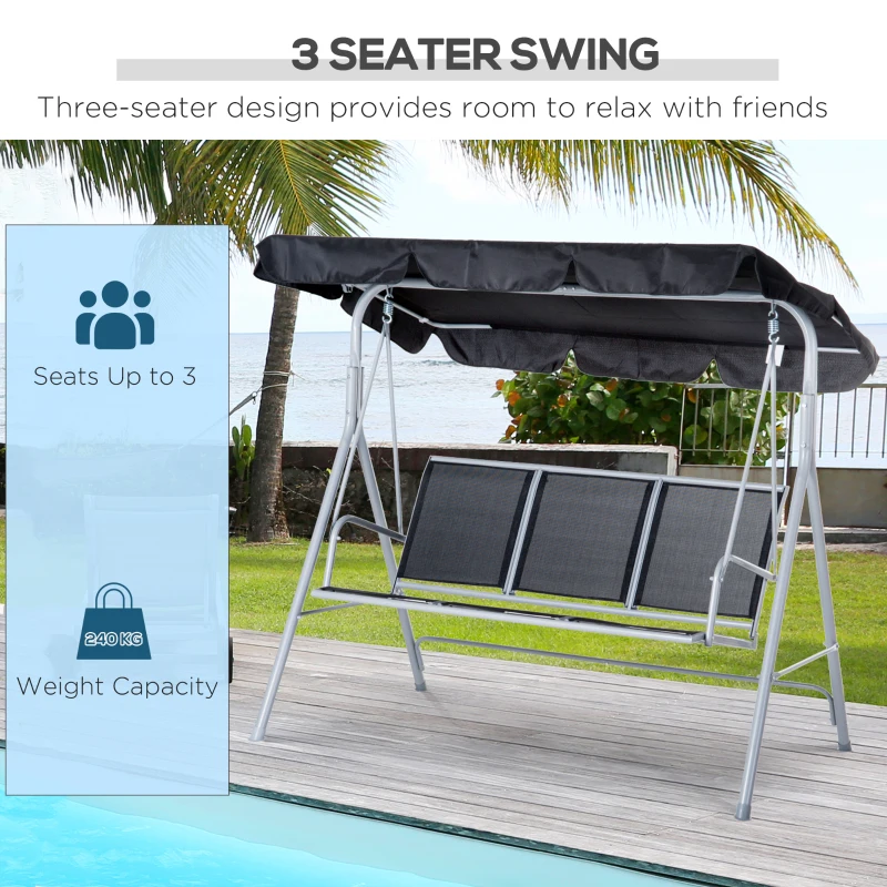 Best Outdoor 3-Seater Swing Chair-Black - Image 7