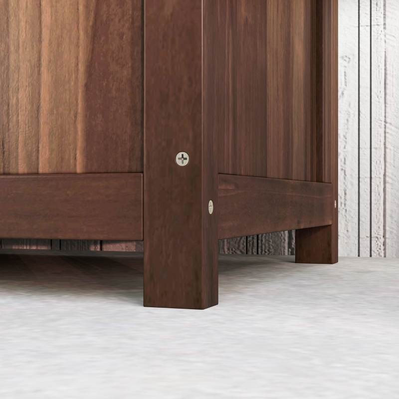 Best 53L Garden Wooden Planter Box with Trellis Free Standing Flower Raised Bed with Lattice for Climbing Plants, 76cm x 36cm x 170cm, Dark Brown - Image 9