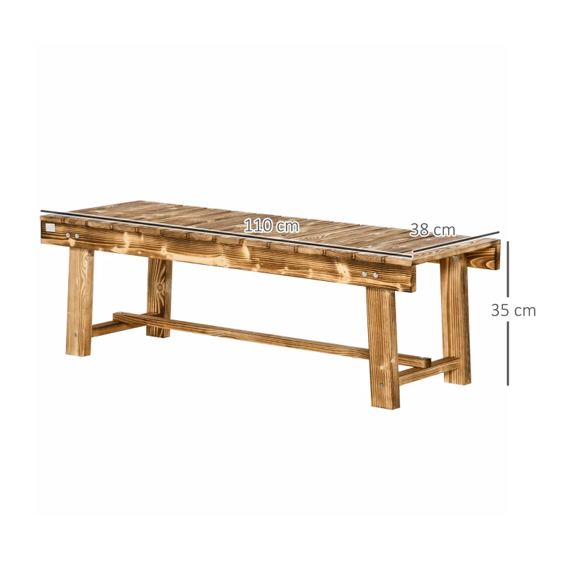 Best 5 Pieces 2-seater Outdoor Indoor Wooden Garden Bench Fir Patio Loveseat, 110L x 38W x 35Hcm, Carbonised - Image 3