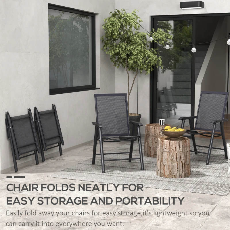 Best Set of Four Folding Garden Chairs - Black - Image 5