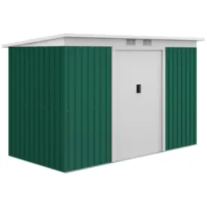 Best 9ft x 4ft Metal Garden Shed, Outdoor Tool House with Foundation Kit, Ventilations and Double Doors, Deep Green