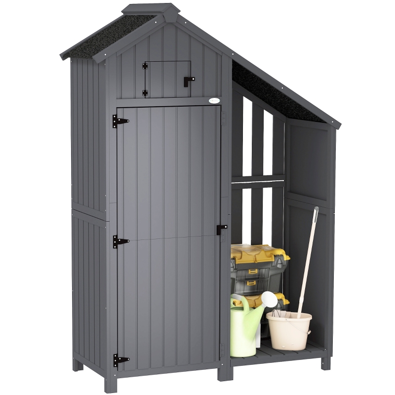 Best Garden Outdoor Storage Shed Outdoor Tool Shed with 3 Shelves and Tilt Roof, 129x51.5x180cm, Grey - Image 10