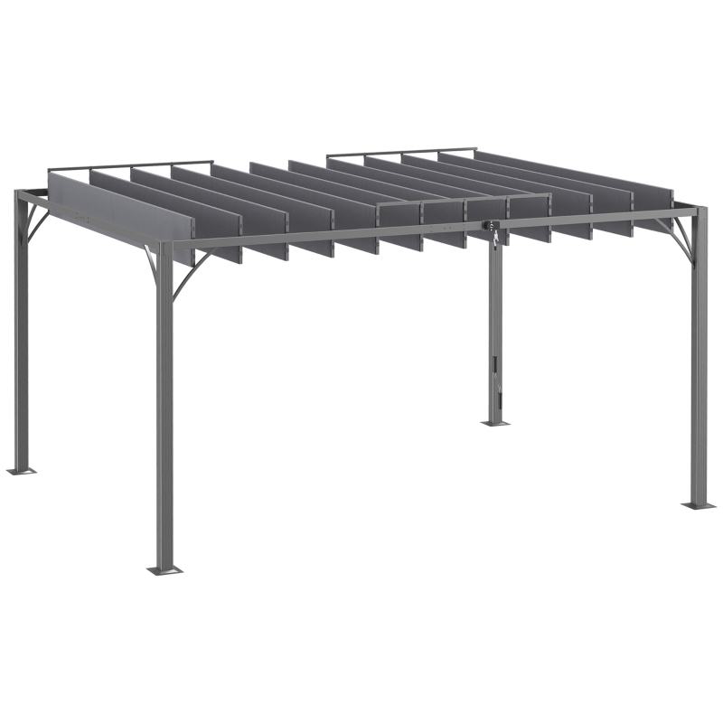 Best 4 x 3(m) Outdoor Pergola with Retractable Roof, Aluminium Louvered Patio Gazebo Canopy for Lawn Garden Patio, Grey - Image 11