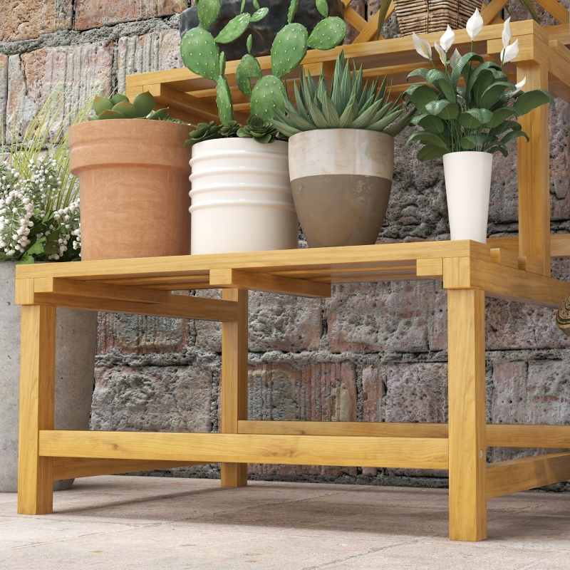 Best Wooden Plant Stand, with Trellis - Natural Finish - Image 9