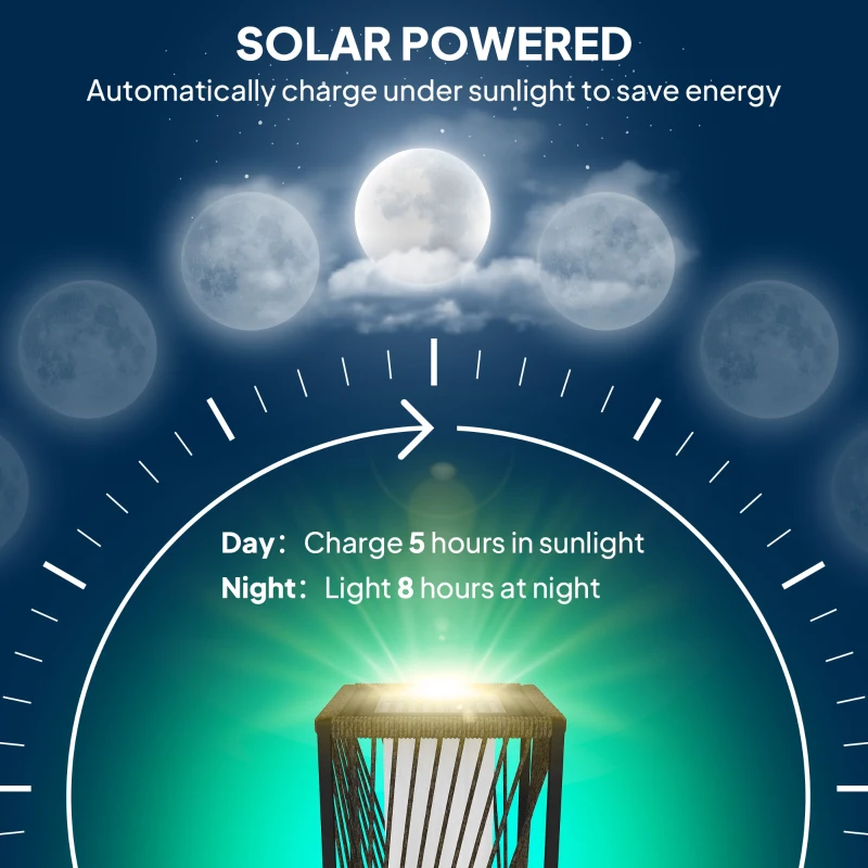 Best Garden Rattan Lamp, 77 cm Tall Solar Rattan Floor Lamp, Solar Garden Light with Auto On/Off LED Lights, IP44 Waterproof for Outdoor, Porch, Pathway, Deck, Grey - Image 4