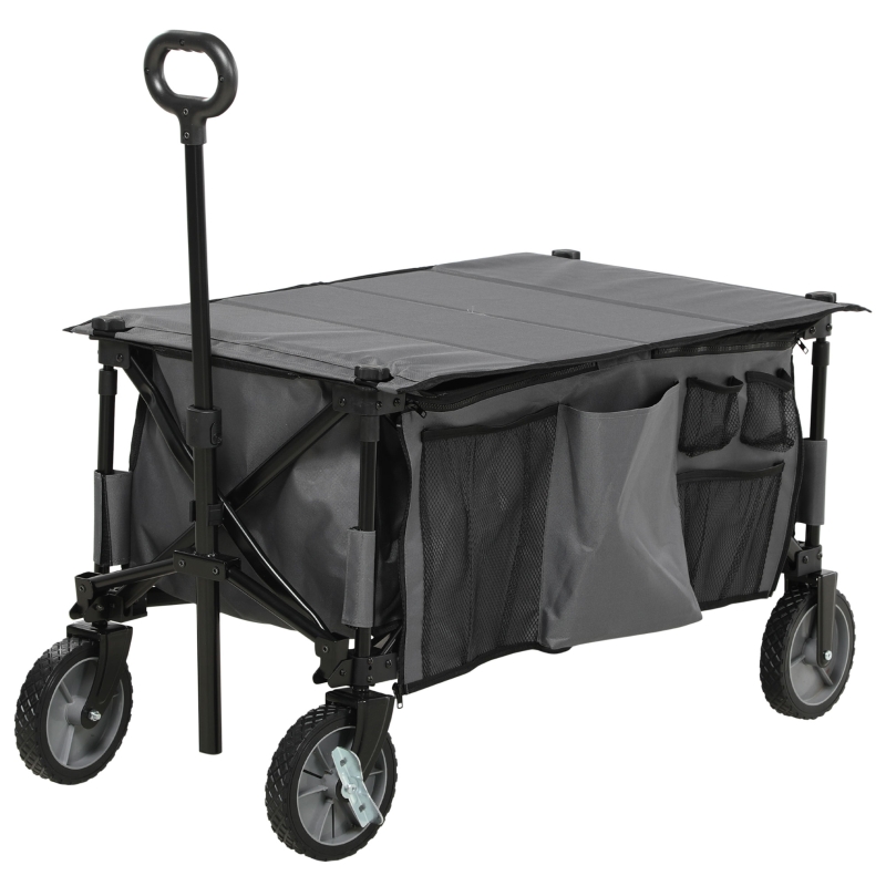 Best Garden Trolley, Cargo Traile on Wheels, Folding Collapsible Camping Trolley, Outdoor Utility Wagon, Dark Grey - Image 11
