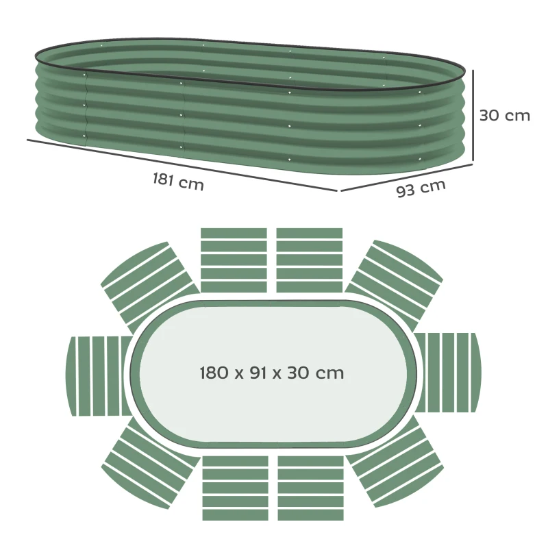 Best Set of Two 181 x 93cm Steel Planters - Green - Image 3