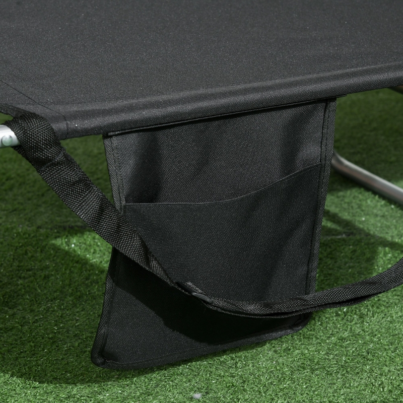 Best Foldable Sun Lounger, Beach Chaise Lounge with Reading Hole, Arm Slots, 5-Position Adjustable Backrest, Side Pocket, Pillow for Garden, Beach, Pool, Black - Image 9