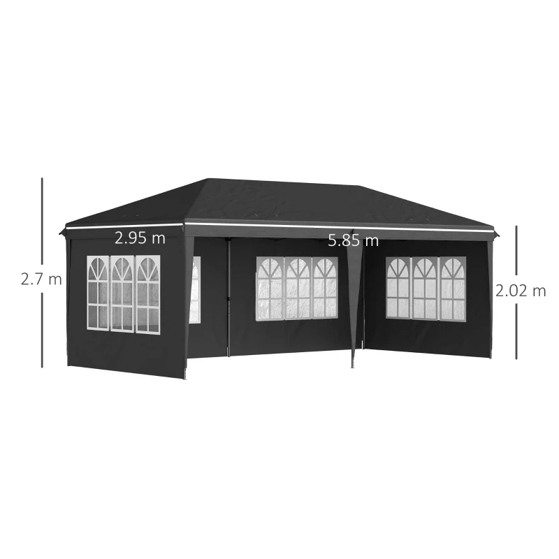 Best 3 x 6m Pop-Up Gazebo, with Removable Walls - Black - Image 3
