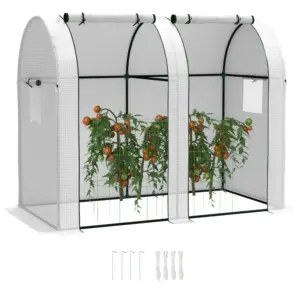 Best 94 x 185cm Mini Two-Room Greenhouse - White