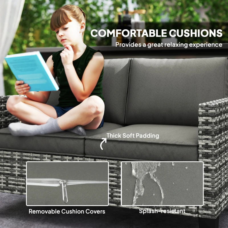 Best Two-Seater Rattan Outdoor Sofa - Light Grey - Image 6