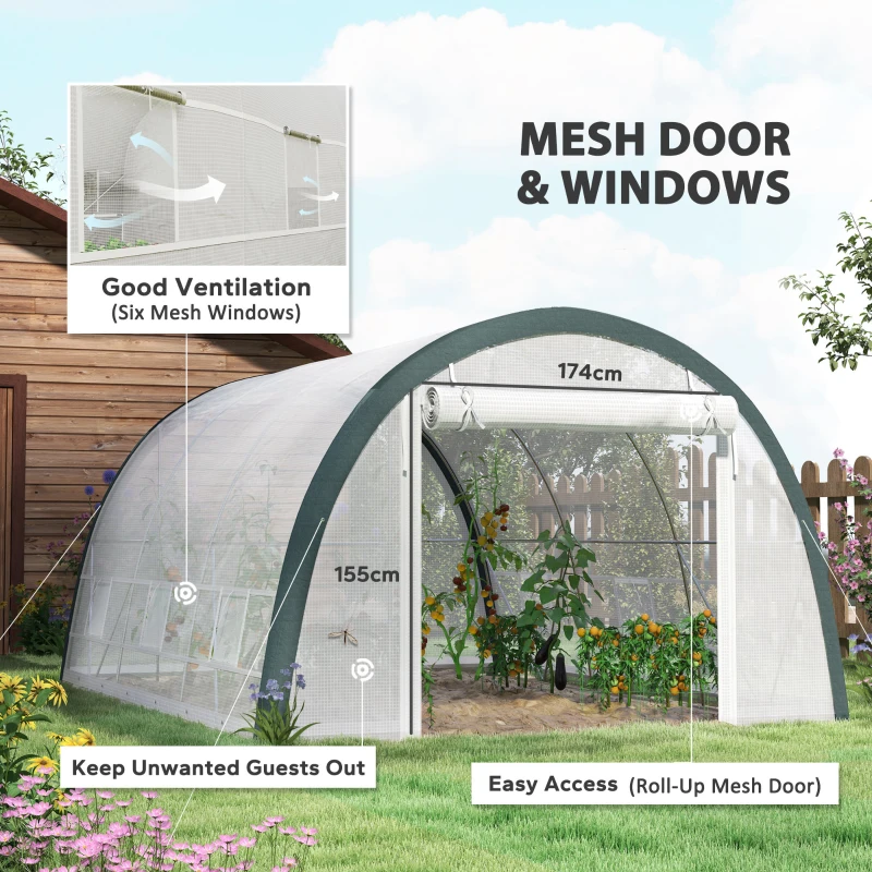 Best 4 x 3(m) Walk-In Tunnel Greenhouse, with Accessories - White - Image 5