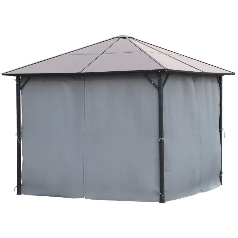Best 3m x 3m Hardtop Metal Frame Mesh Draped Gazebo Black - Image 12