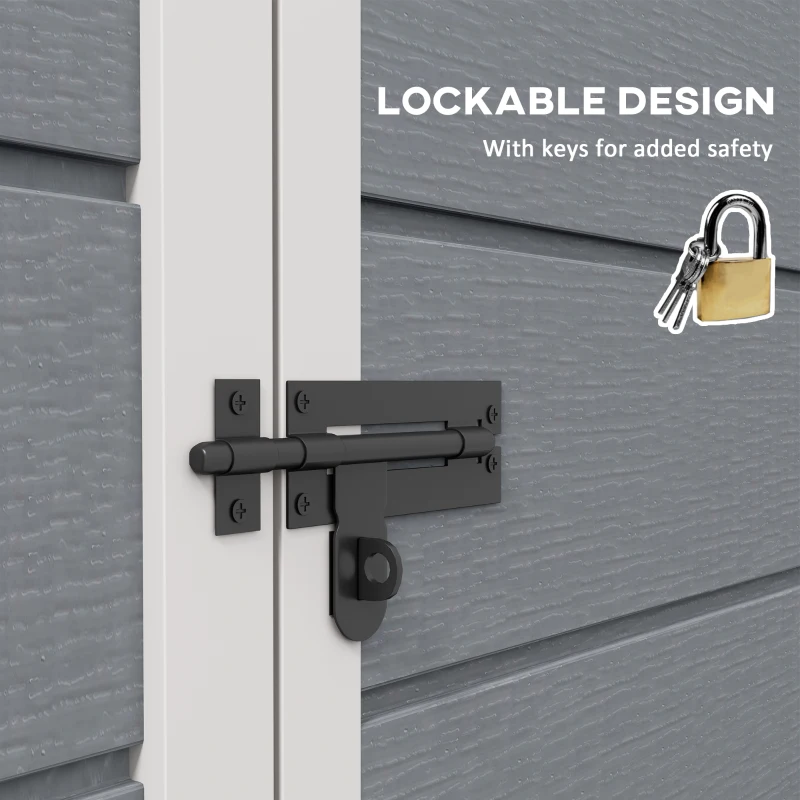 Best 4'x5' Garden Storage Shed, Lean to Shed, Lockable Garden Shed with Window, Vent and Plastic Roof, Grey - Image 6