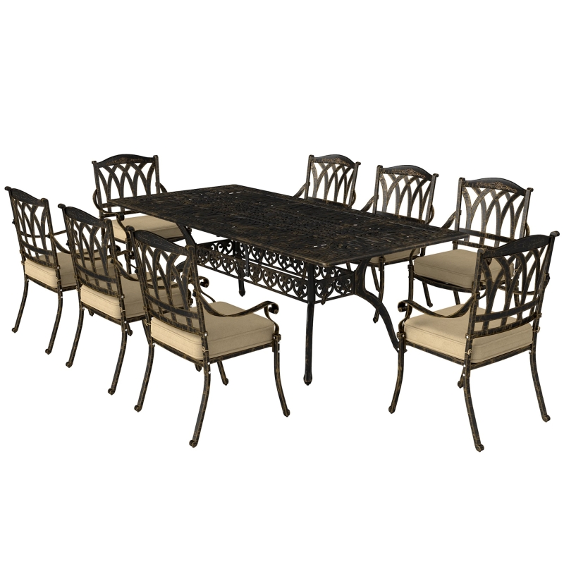 Best Nine-Piece Cast Aluminium Garden Dining Set - Bronze Tone - Image 11
