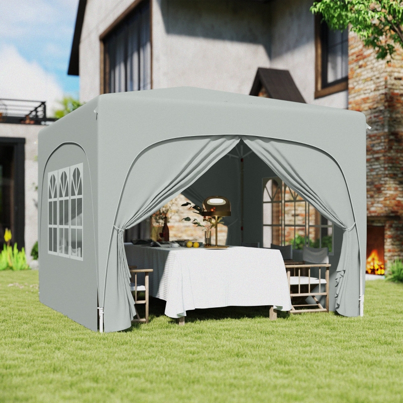 Best 3 x 3m Pop-Up Gazebo Shelter, with Accessories - Light Grey - Image 10