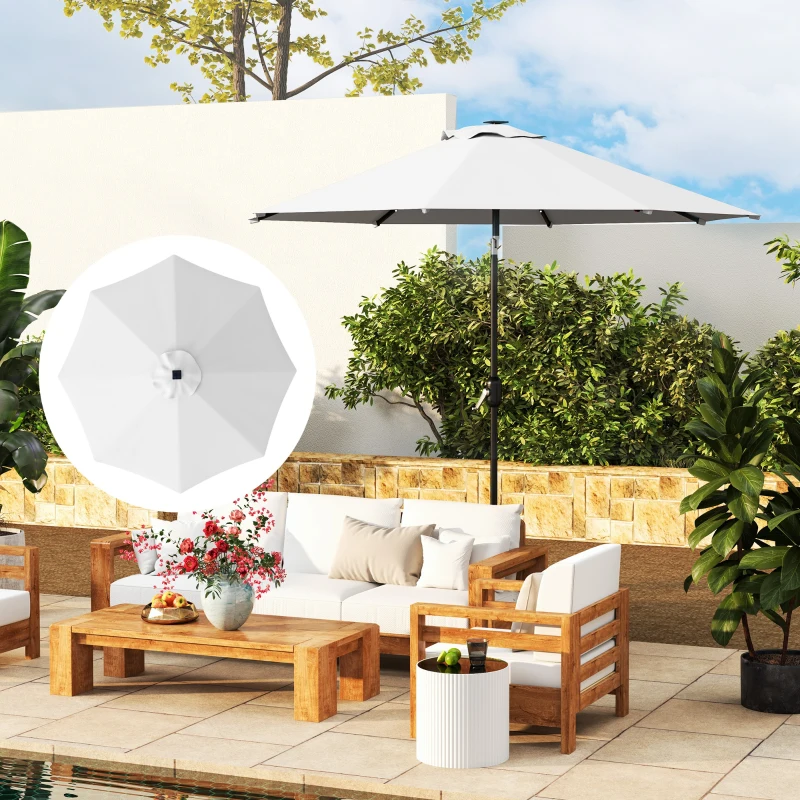 Best 3 m Replacement Parasol Canopy with Top Vent, UPF 50+ Garden Parasol Replacement Canopy, 8 Rib Parasol Cover Replacement Fits Various Frames, Cream - Image 2