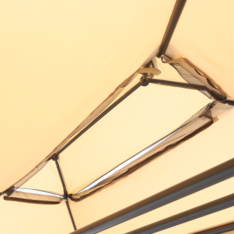 Best 3 Seater Swing Chair 3-in-1 Convertible Garden Swing Seat Bed Gazebo Patio Bench Outdoor with Double Tier Canopy, Cushioned Seat, Mesh Sidewalls, Beige - Image 9